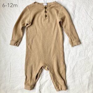 🪴5/$30 Old Navy 6-12 Months Baby Tan Waffle Knit Romper Jumpsuit